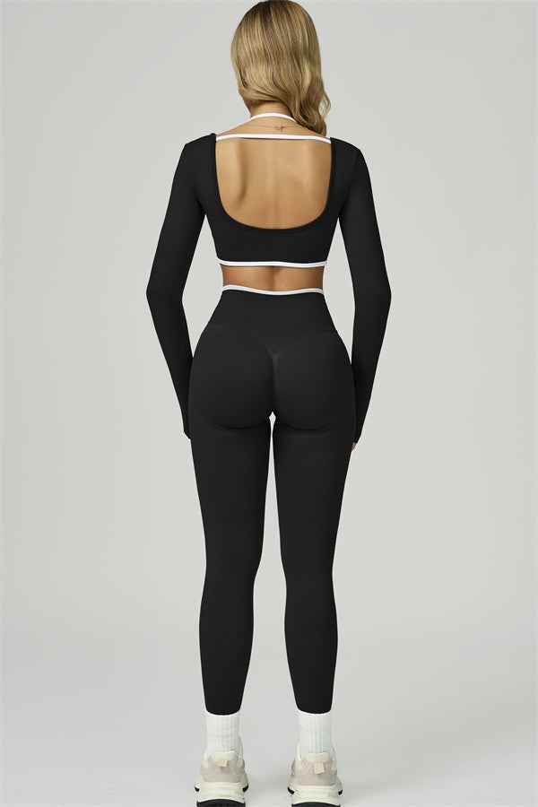 The Prime Line Long Sleeve Crop Top Leggings 2-Piece Set