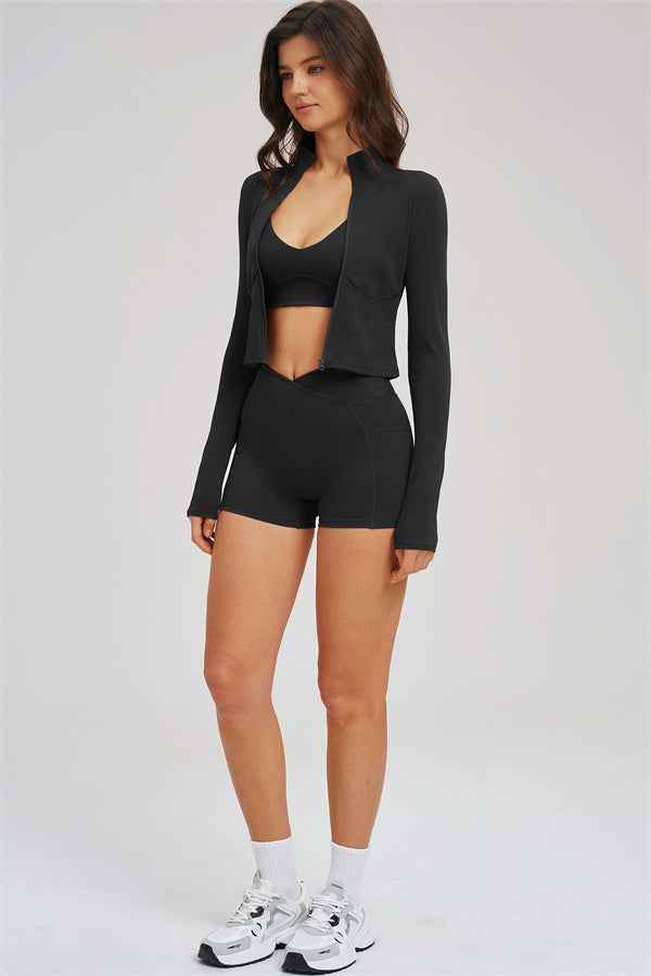 The Sizzle Zip Jacket Sports Bra Shorts 3-Piece Set