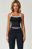 The Quest Cross Back Crop Top Flared Leggings 2-Piece Set