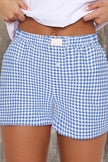 Black Gingham Printed High Waist Shorts - Pikemla