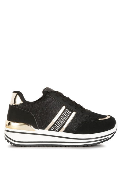 Mailys Metallic Panel Platform Sneakers - Pikemla