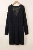 Solid Openwork Knit Button-Up Cardigan