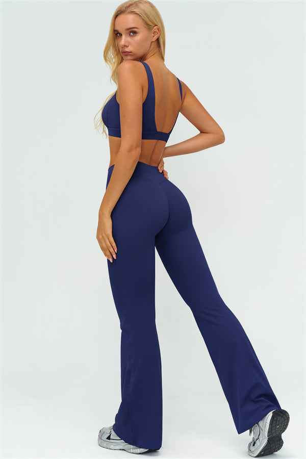 The Lushness V-Back Sports Bra Flared Leggings 2-Piece Set