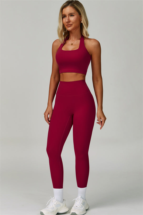 The Seraphine Halter Crop Top Leggings 2-Piece Set
