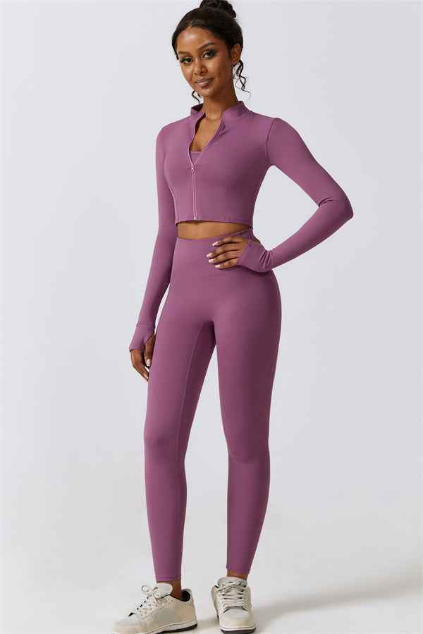 Juno Star Jacket Sports Bra Leggings 3-Piece Set