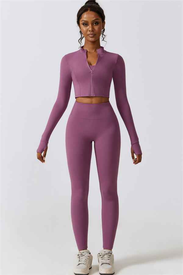 Juno Star Jacket Sports Bra Leggings 3-Piece Set