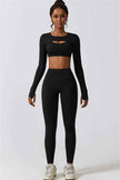 Juno Star Crop Top Sports Bra Leggings 3-Piece Set