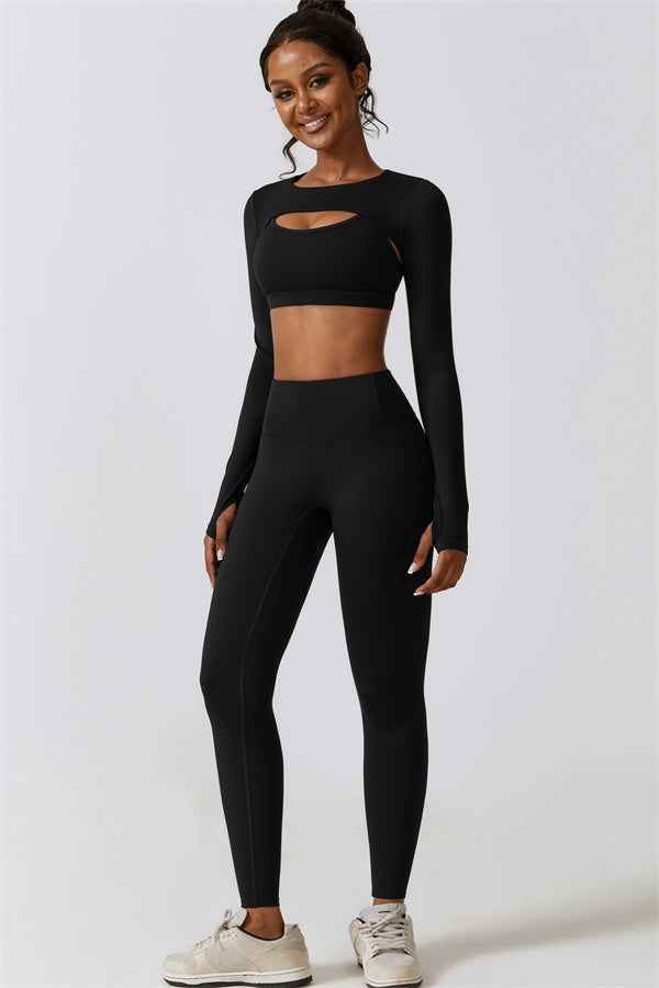 Juno Star Crop Top Sports Bra Leggings 3-Piece Set