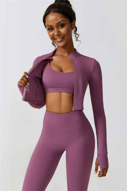 Juno Star Jacket Sports Bra Leggings 3-Piece Set