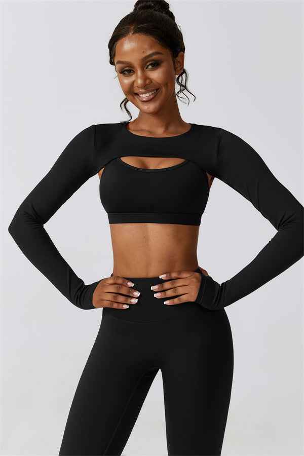 Juno Star Crop Top Sports Bra Leggings 3-Piece Set