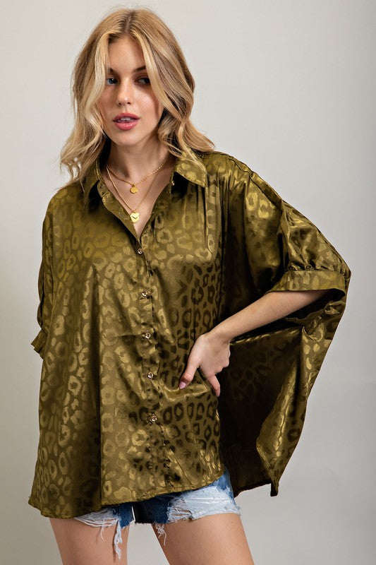 Satin Button Down Top - Pikemla