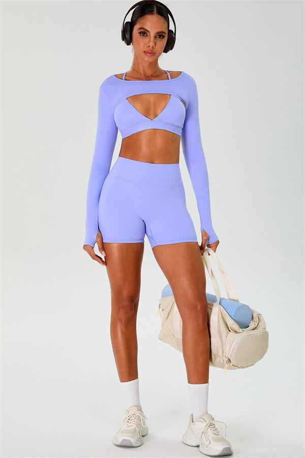 The Ember Sports Bra Crop Top Shorts 3-Piece Set