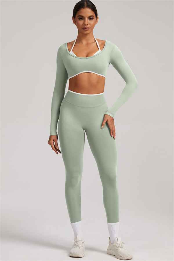 The Elevate New Long Sleeve Crop top Leggings 2-Piece Set