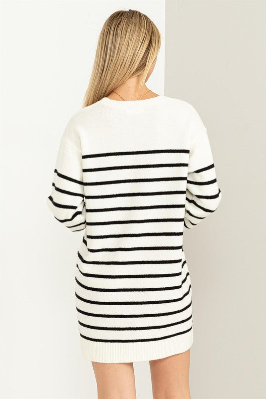 Casually Chic Striped Sweater Dress - Pikemla