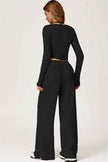 The Sprint Long Sleeve Crop Top Halter Tank Top Sweatpants 3-Piece Set