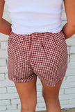 Black Gingham Printed High Waist Shorts - Pikemla