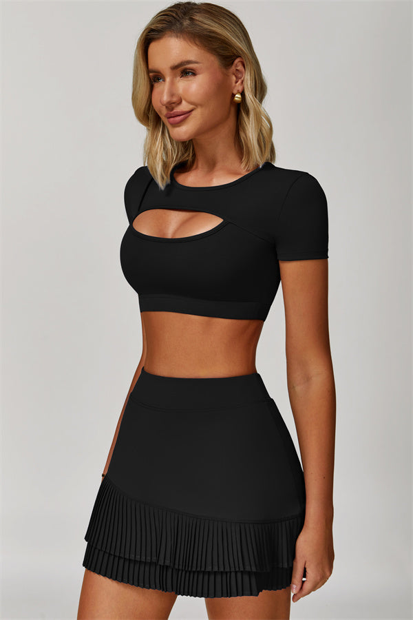 The Lavish Cut-out Crop Top Tennis Skirt 2-Piece Set