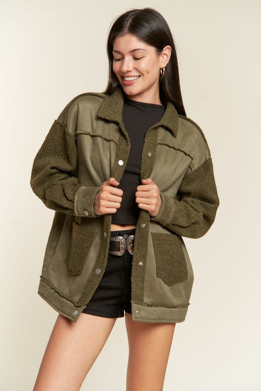FAUX FUR AND SUEDE JACKET JJO5028 - Pikemla