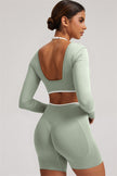 The Elevate Long Sleeve Crop top Shorts 2-Piece Set