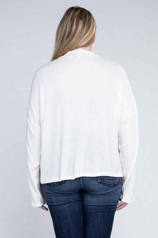 Drop Shoulder Long Sleeve Top -Plus Sized - Pikemla