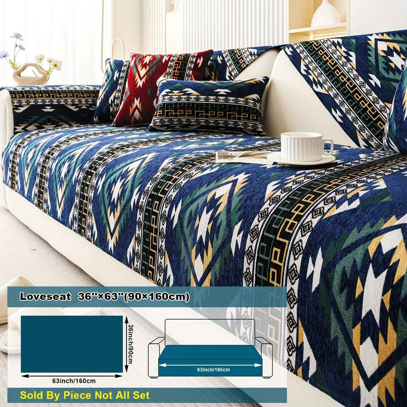 Boho Couch Cover - Chic Snow Chenille Sofa Slipcover