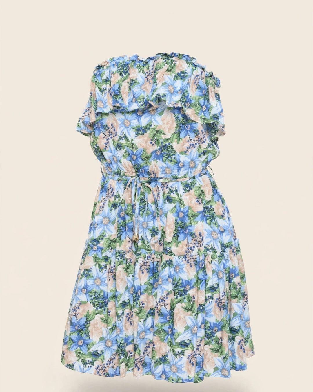 Berry Flower Ruffle Tube Top Mini Dress