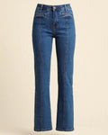 Panel Straight Cut Denim Jeans With Pockets