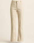 Panel Straight Cut Denim Jeans With Pockets