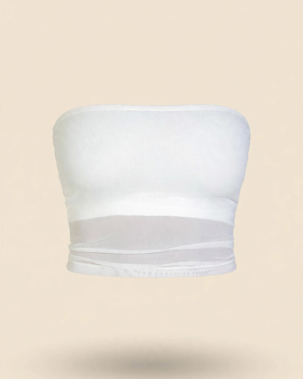 Cropped Strapless Top With Mesh