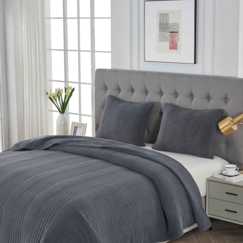 Stonewashed Cotton Quilt Set