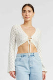 Emory Park Crochet Bell Sleeve Top with Tie-Front Design and Flared Sleeves for Stylish Outfits
