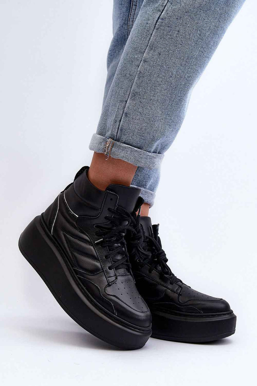 Valonne Leather Platform Trainers