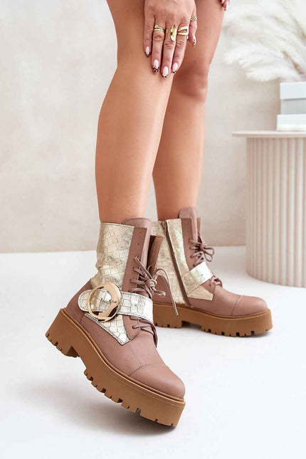 Bravora Leather Buckled Platform Boots