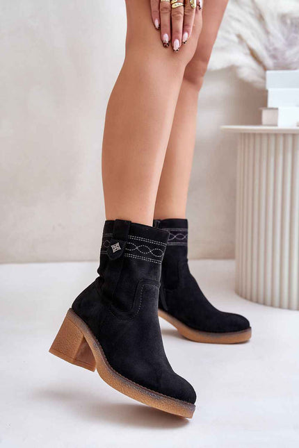 Evirenna Suede-Stitched Heel Boots