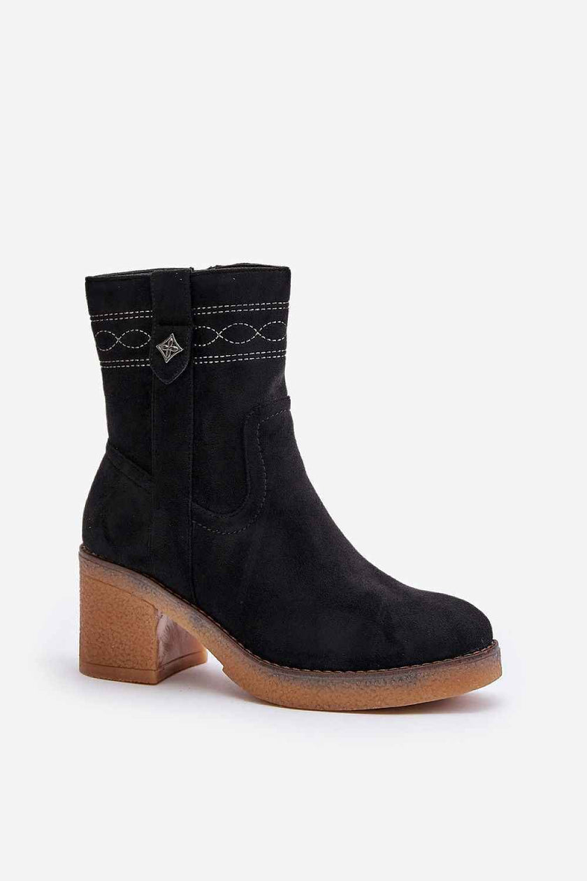 Evirenna Suede-Stitched Heel Boots