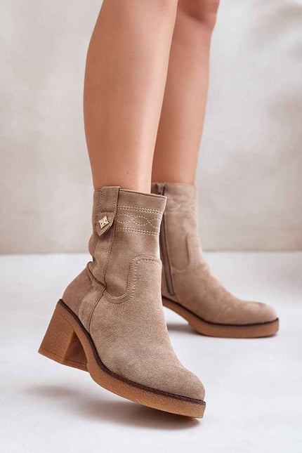 Evirenna Suede-Stitched Heel Boots