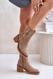 Evirenna Suede-Stitched Heel Boots