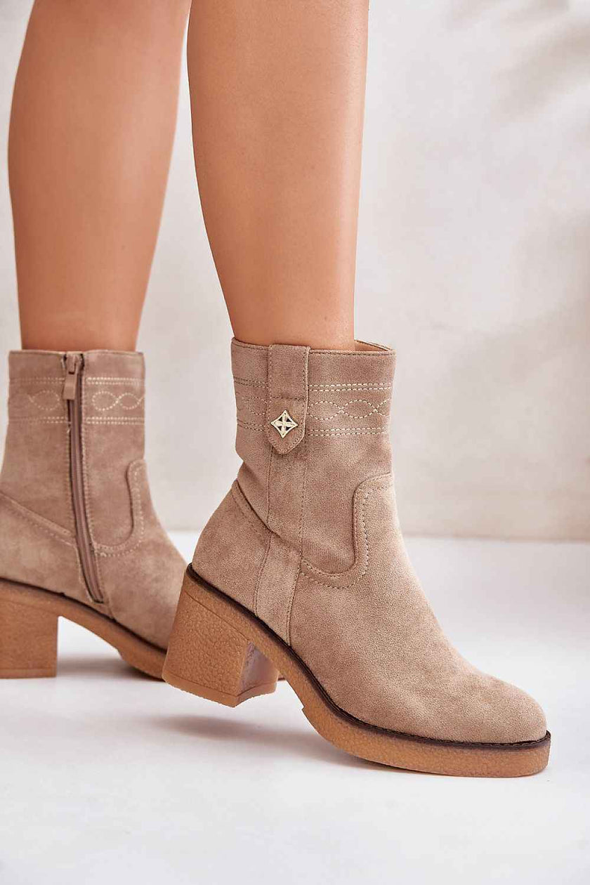 Evirenna Suede-Stitched Heel Boots