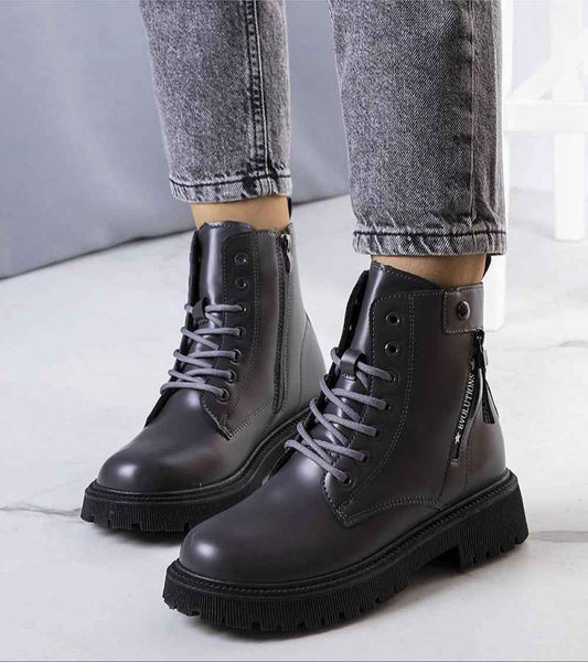 Anjura Gray Fur-Lined Winter Trappers