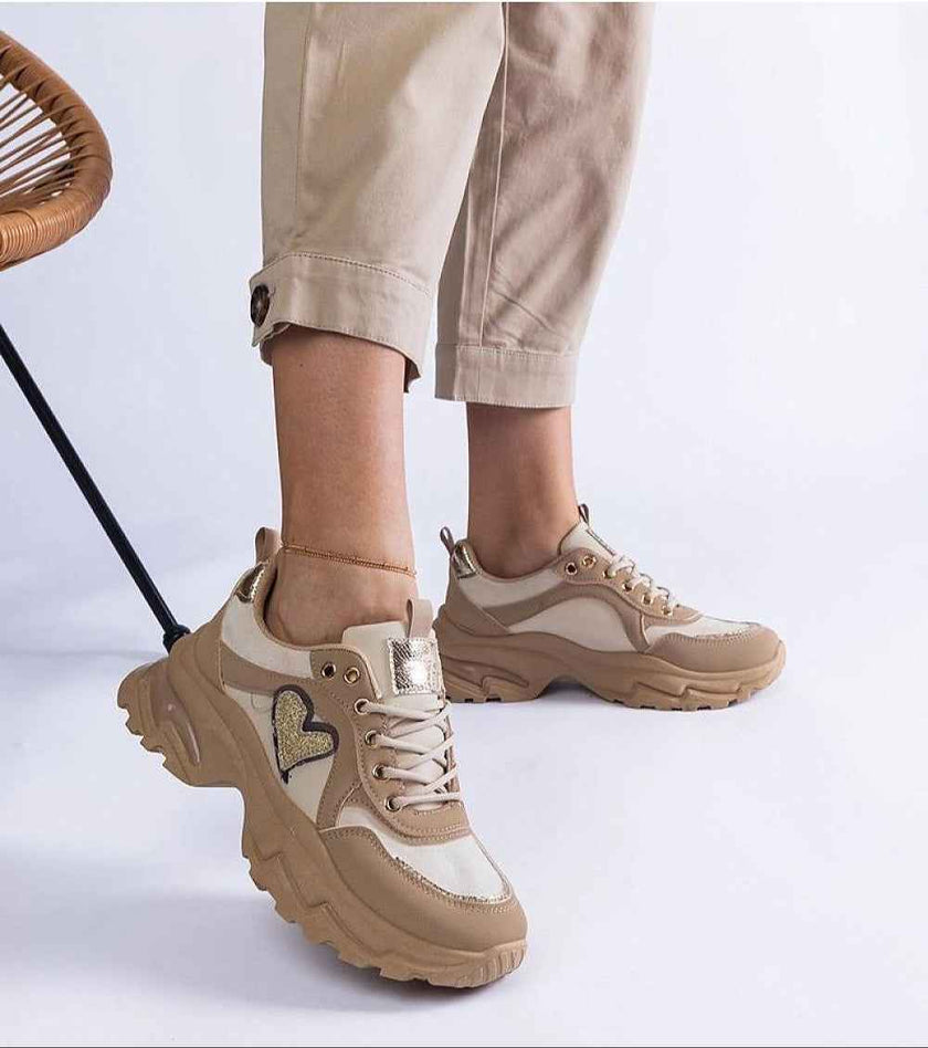 Orevia Heart-Detailed Brown Sneakers