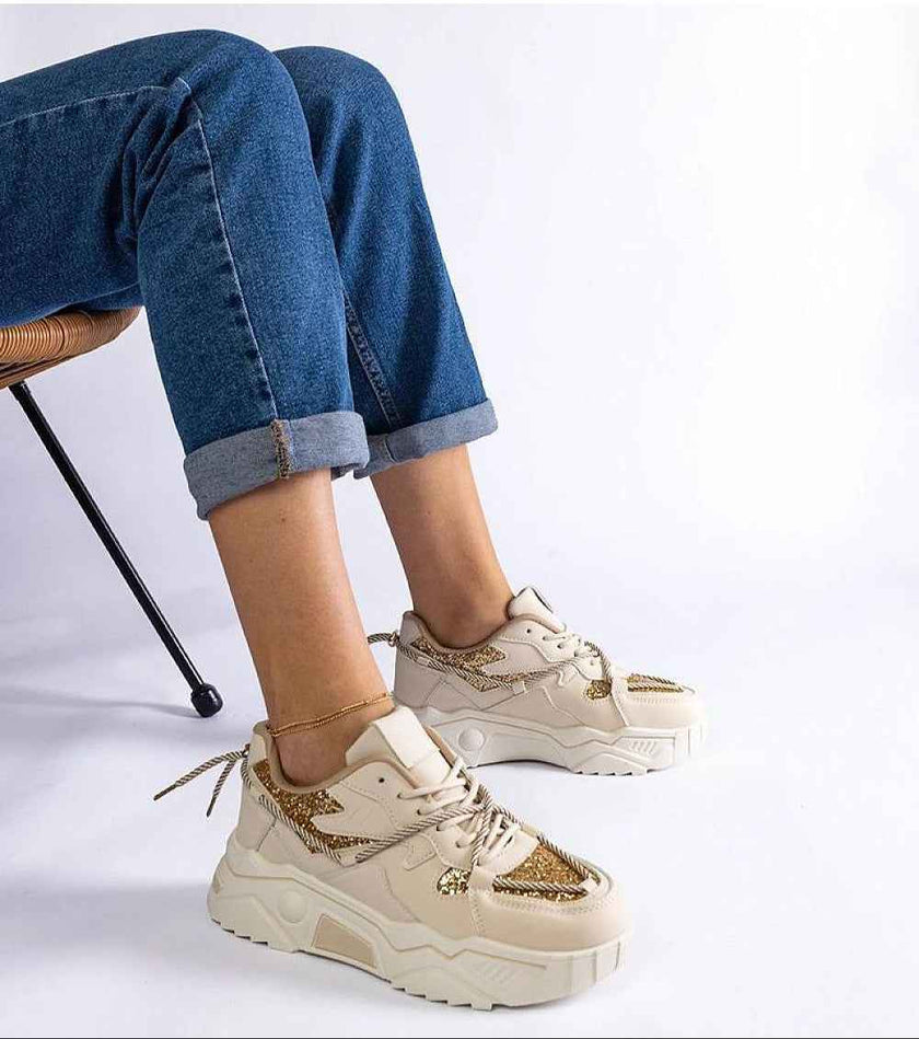 Nimvara Shimmer Detail Black Sneakers