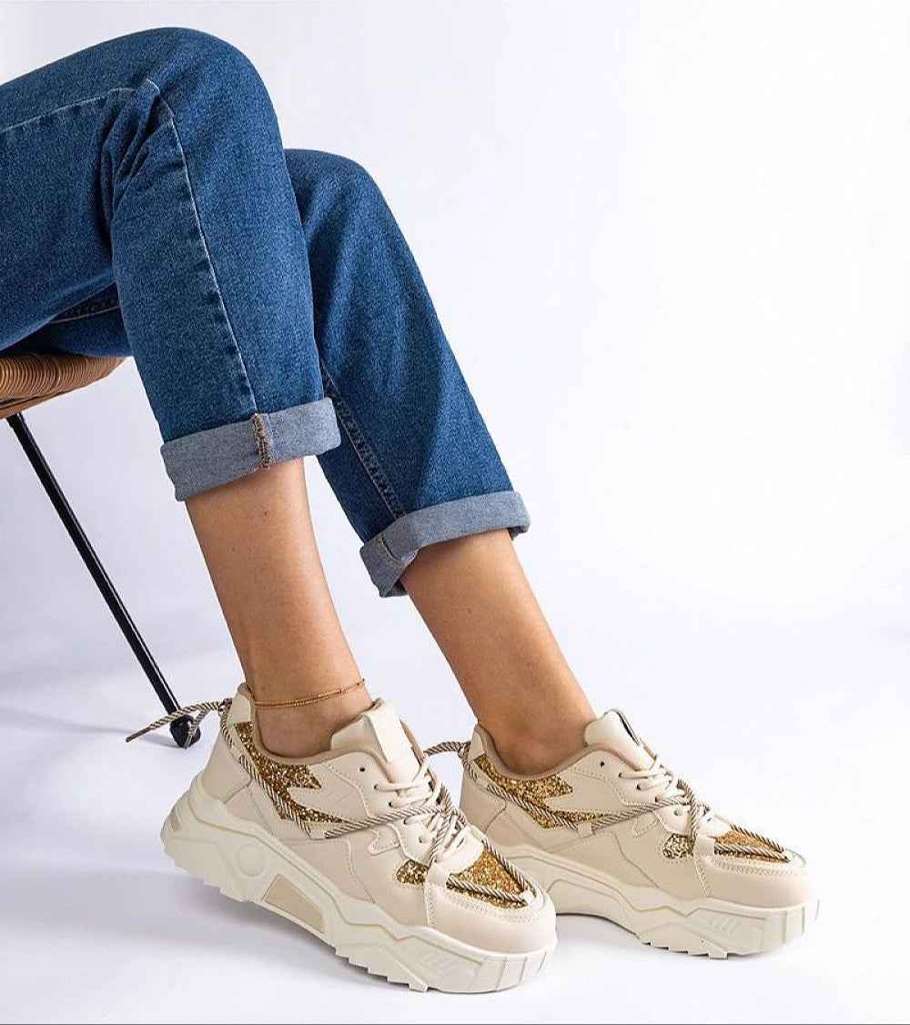 Nimvara Shimmer Detail Black Sneakers