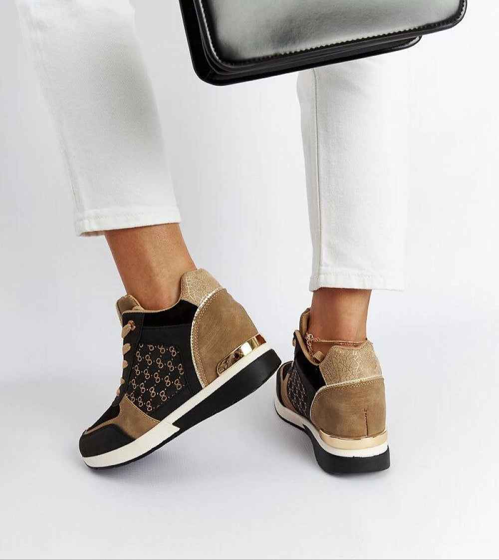 Lazetta Black Wedge Sneakers