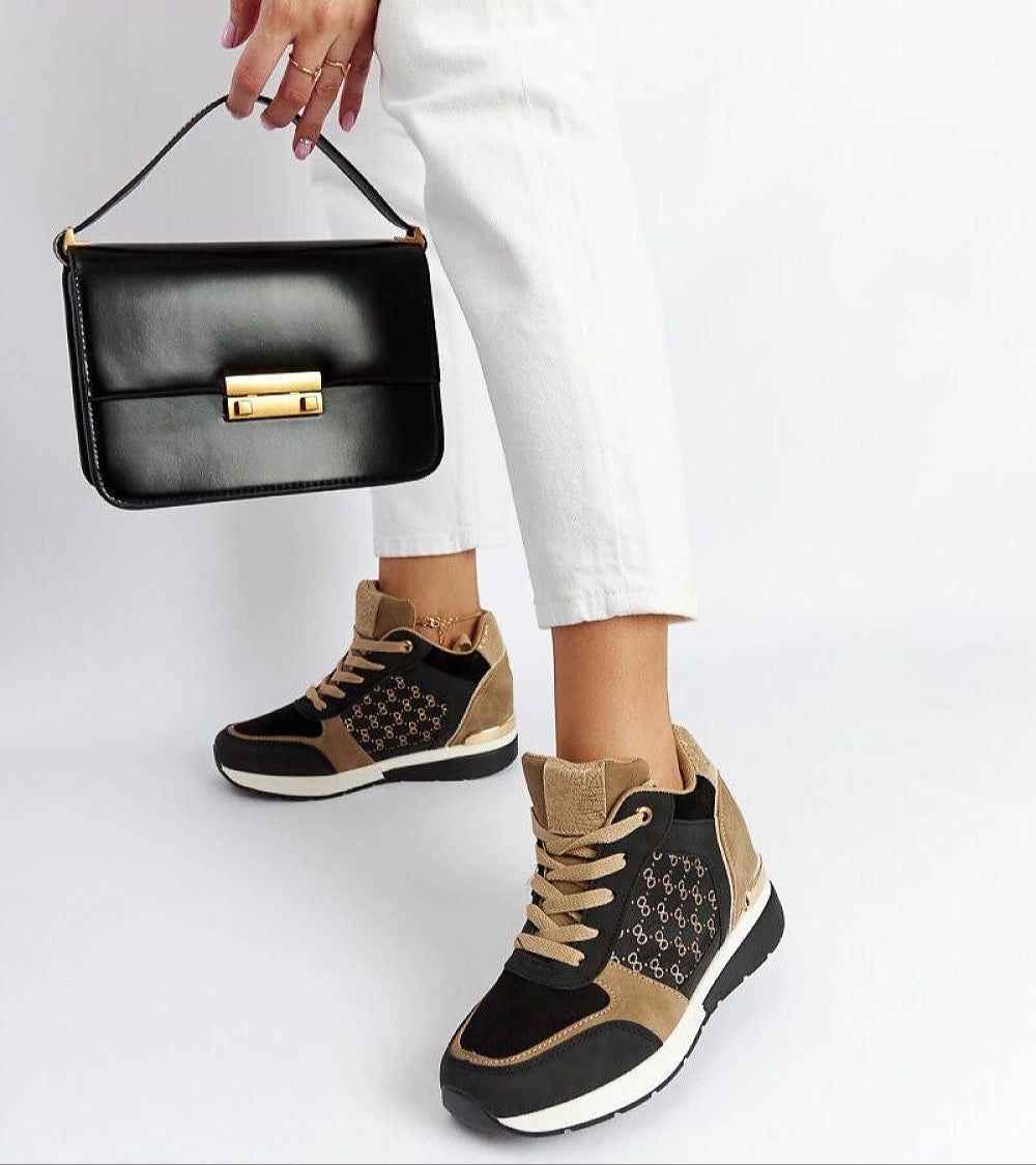 Lazetta Black Wedge Sneakers