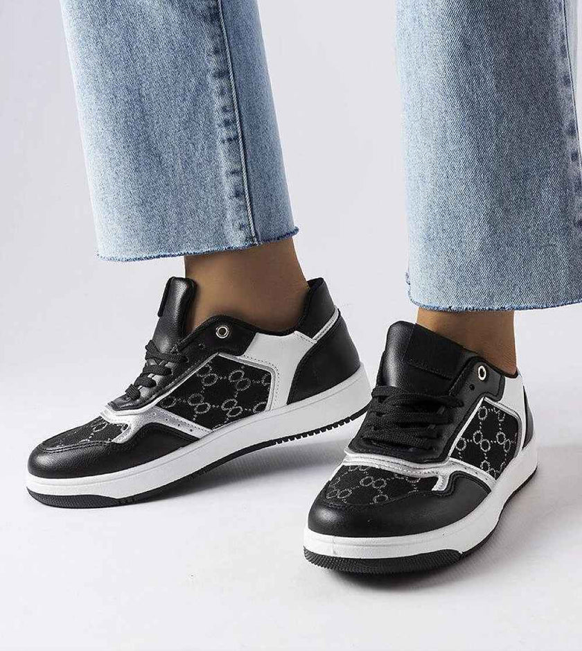 Melienne White Monogram Lace-Up Sneakers
