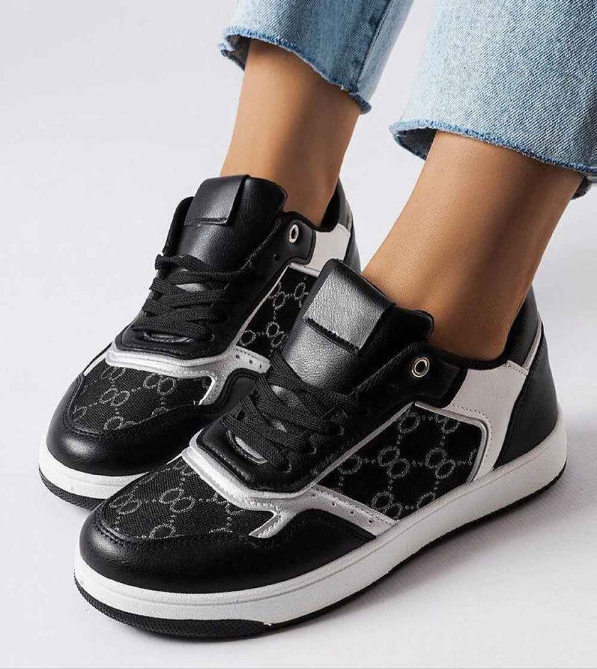 Melienne White Monogram Lace-Up Sneakers