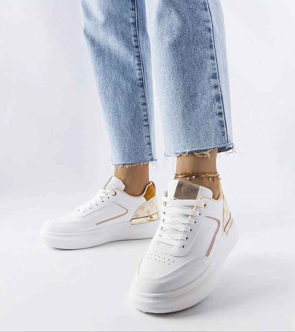 Marriale White Sneakers with Beige Detail