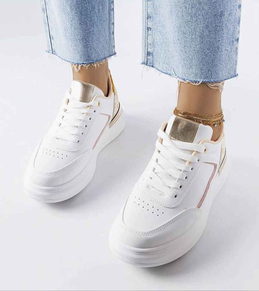Marriale White Sneakers with Beige Detail