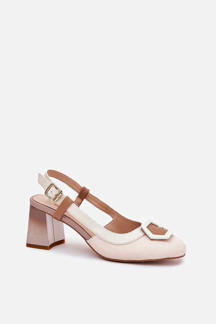 Loreava Column-Heel Leather Sandals
