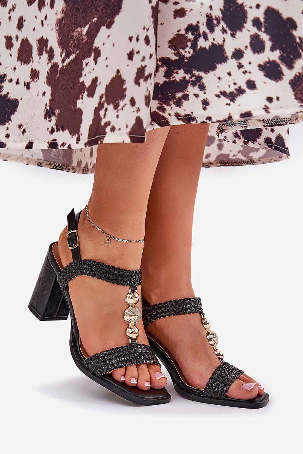 Marinia Braided Column-Heel Sandals